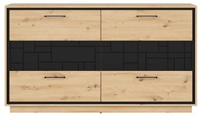 Komoda BRW Pont KOM6S (dub artisan + čierna matná). Akcia -18%. Vlastná spoľahlivá doprava až k Vám domov. 1063043