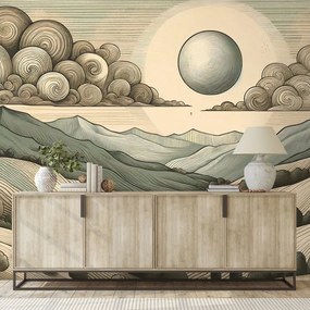 Tapeta horská krajina v retro štýle