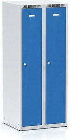 Kovová šatníková skrinka S7, 2-dverová, 1500 x 600 x 500 mm, demont, otočný zámok, modré dvere