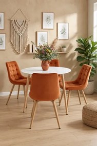 Stolička SORIA 360 – medený zamat / dubové nohy × 3