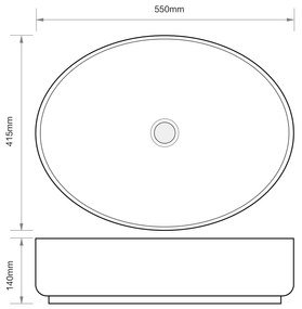 Erga Aadhya, umývadlo na dosku 550x415x140 mm, čierna matná, ERG-V03-9594-M-001-BK