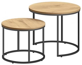 Set dvoch konferenčných stolíkov - dubové (čierne nohy)