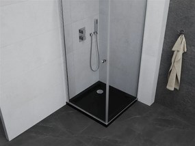 Mexen Pretoria, sprchovací kút 70 (dvere) x 70 (stena) cm, 6mm číre sklo, chrómový profil + čierna sprchová vanička, 852-070-070-01-00-4070