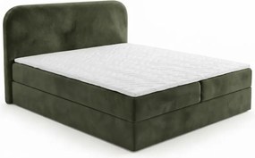 Čalúnená posteľ boxspring FORENA 180x200 cm tmavozelená Matrac: Bonell pružinová matrac
