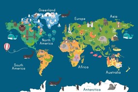 Samolepiaca tapeta mapa sveta pre deti - 150x100