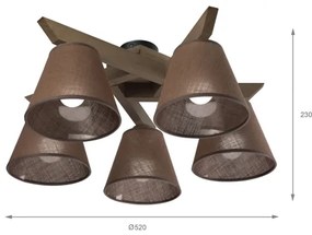 Brilagi - LED  Prisadený luster ANTHONY 5xE14/40W/230V dub orech/hnedá