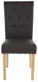 2x Jedálenská stolička Chesterfield 2 - koženka, svetlé nohy - Hnedá