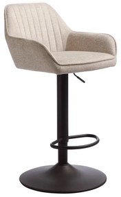 Béžová čalúnená barová stolička s nastaviteľnou výškou/s podrúčkami (výška sedadla 65 cm) Nolan – Unique Furniture