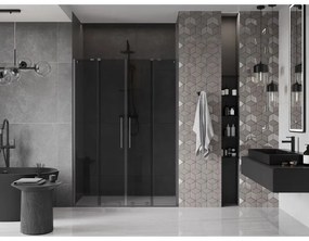 Mexen Velar Duo, posuvné sprchové dvere do otvoru 160 cm, 8mm šedé sklo, grafit brúsený, 871-160-000-42-66