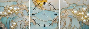Obraz - 3D perly v oceáne (s hodinami) (90x30 cm)