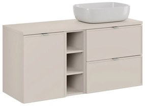 Závesná skrinka Bella Cashmere s doskou a umývadlom 120 cm kašmírová