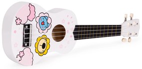 Detská drevená gitara so 4 nylonovými strunami a trsátkom, ECOTOYS
