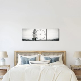 Obraz - Loď plávajúca po oceáne (s hodinami) (90x30 cm)