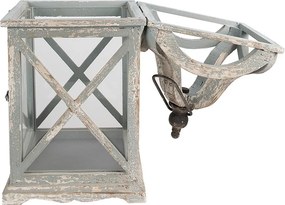 2ks sivá antik drevená lampáš - 33*33*73 / 25*25*56 cm