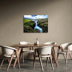 Obraz vodopádu medzi skalami (70x50 cm)