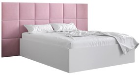 Manželská posteľ s čalúneným čelom 160 cm Brittany 4 (biela matná + ružová) (s roštom). Vlastná spoľahlivá doprava až k Vám domov. 1046038