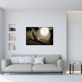 Obraz - Nočná sova, zlatá (90x60 cm)