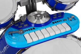 Detská bicia súprava s keyboardom a mikrofónom modrá