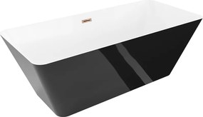 Mexen Velo Slim, voľne stojaca vaňa 170 × 75 cm, biela lesklá, ružové zlato prepad, 52811707500-60