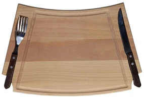 AMADEA Drevená doštička na steak s príborom, masívne drevo, rozmer 36x22x2 cm