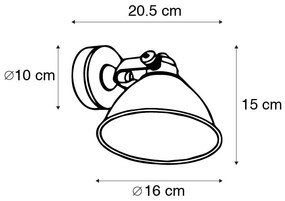 Priemyselná nástenná lampa bronzová s nastaviteľnou meďou - Liko
