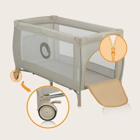 Lionelo - Cestovná postieľka STEFI PLUS Béžová Cappuccino