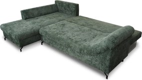 Rohová sedačka Kati, šedo-zelená látka, ľavý roh