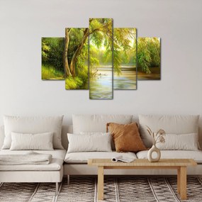 Obraz - Vŕba pri jazere, olejomaľba (150x105 cm)