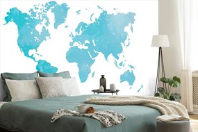 Tapeta mapa sveta v modrom odtieni - 150x100