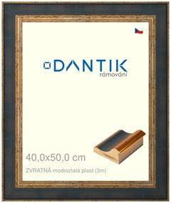 DANTIK rám na obraz 40x50 | ZVRATNÁ modrozlatá plast (Plexi Čiré)