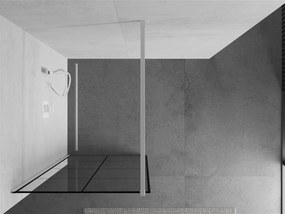 Mexen Kioto, Walk-In sprchová zástena 70 x 200 cm, 8mm sklo číre/čierny vzor, biely profil, 800-070-101-20-77