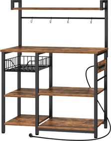 Kuchynský regál Vasagle Emmi 90 cm so zásuvkami hnedý/čierny