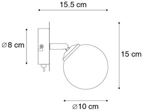 Rustikálne bodové svetlo čierne nastaviteľné s dymovým sklom - Atény