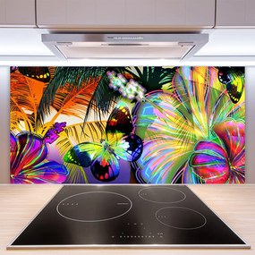 Sklenený obklad Do kuchyne Abstrakcie motýle pierka 120x60 cm