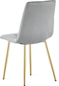 Sada troch jedálenských stoličiek LIBRA zamatové, svetlosivé / zlaté nohy (3 ks)