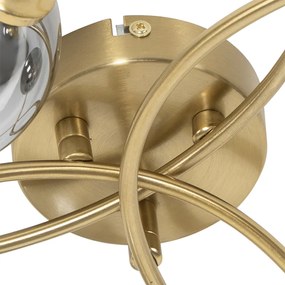 Moderné stropné svietidlo zlaté 6-žiarovkové s dymovým sklom - Atény