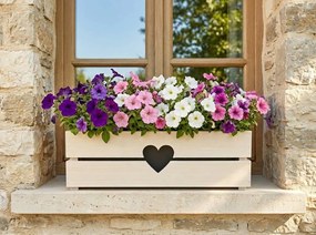 AMADEA Drevený obal s hrantíkom so srdcom biely, 52x21,5x17cm Český výrobok