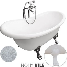 Besco Akrylátová voľne stojaca vaňa Otylia Glam S 160x77 (170x77) bez prepadu BESCO-Typ výpuste: Click-Clack bez prepadu, chróm, BESCO-Nôžky: Biela, …