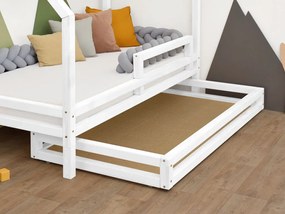 Bielý úložný šuplík 2IN1 pod posteľ na kolieskach 90 x 160 cm (pod posteľ 90 x 180 cm) s roštom a plným dnom