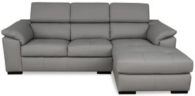Kožená rohová sedacia súprava LOREN II, pravá, sivá (madras - 128 grey)