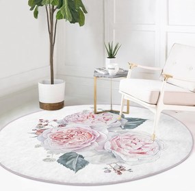 Bielo-ružový prateľný okrúhly koberec vhodný pre robotické vysávače ø 120 cm Comfort – Mila Home