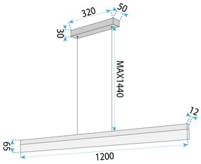 Toolight Toolight, LED stropné svietidlo 120cm, APP1694-CP, zlatá matná, OSW-07891