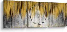 Obraz - Zlaté čiary (s hodinami) (90x30 cm)