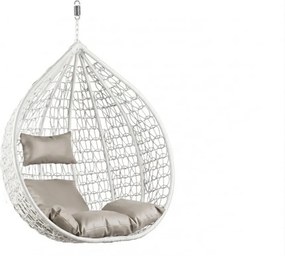 Biele závesné kreslo KOKON bez stojanu, svetlý vankúš