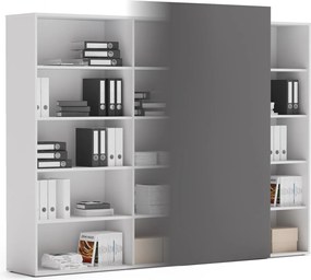 Kancelársky regál s posuvným panelom BLOCK, 2390 x 400 x 1748, grafitová