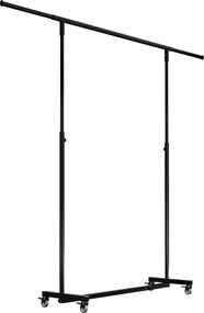 Vešiak na oblečenie s kolieskami Soran 150x50x188 - čierna