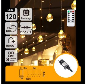 Aigostar - LED vonkajší vianočný reťazec 120xLED/6W/230V/8 funkcií 3x0,6m IP44 teplá biela+DO