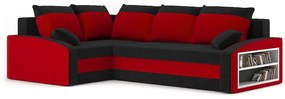 Rohová sedačka Gavriel (čierna + červená) (s poličkou) (L). Vlastná spoľahlivá doprava až k Vám domov. 1066823