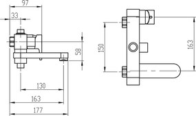Novaservis Nobless Vision X, vaňová a sprchová batéria bez sprchovej súpravy 150 mm, chrómová, 42023/1,0