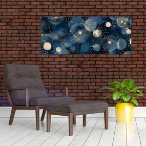 Obraz - Modro-zlaté krúžky (120x50 cm)